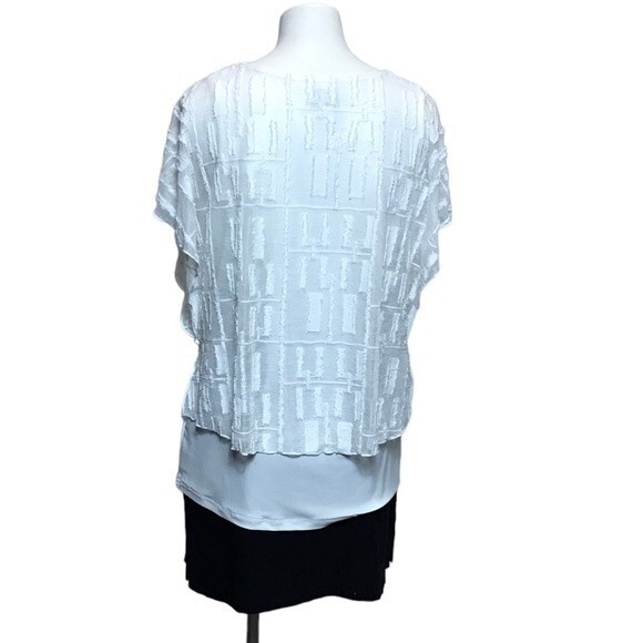 Joseph Ribkoff‎ Tiered Cap Sleeve Top Blouse US 14 White Layered Button Side - Picture 10 of 11